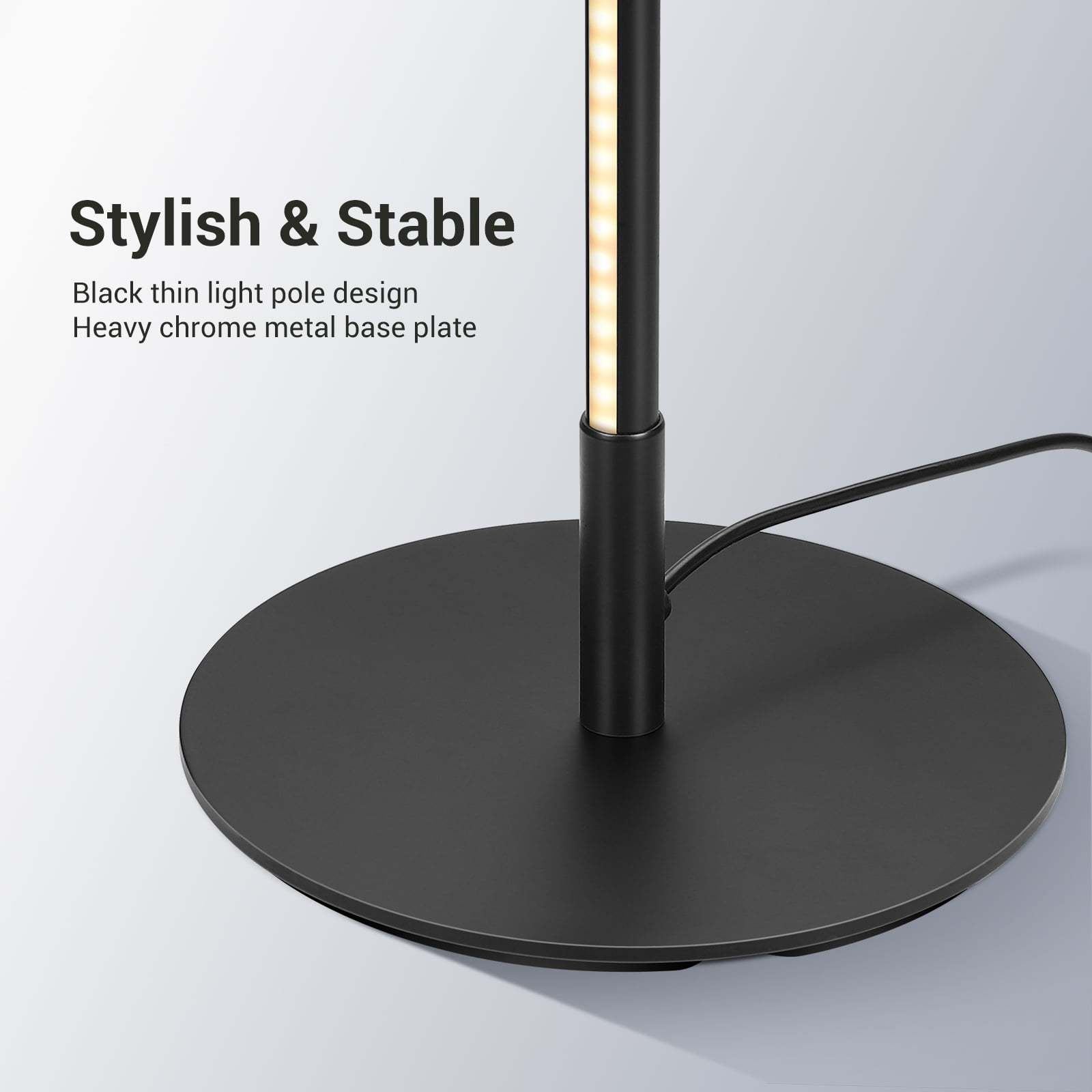 DEWENWILS LED Corner Floor Lamp Set of 2, Minimalist Dimmable Mood Lighting, 57.5 inch Standing Clearance Floor Lamps for Living Room, Bedroom, Office, 3000K, Black