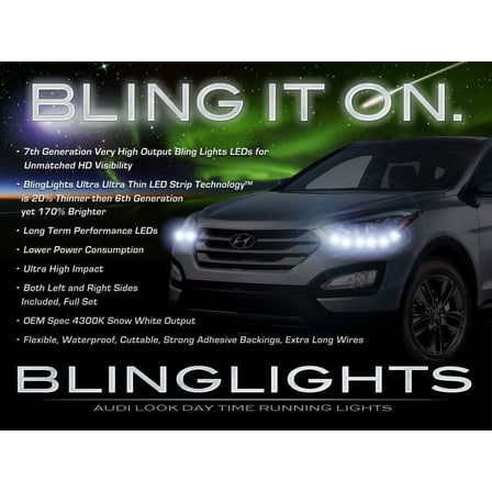 For The Hyundai Santa Fe LED DRL Head Light Strips Daytime Running Lamps (all years)