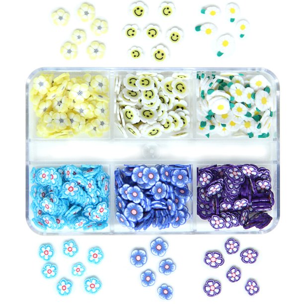 6 rejillas 3D flor acrílica decoración de uñas tamaño mixto floretes blancos dijes joyería cuentas de gemas DIY accesorios de diseño de uñas Tan Jianjun unisex