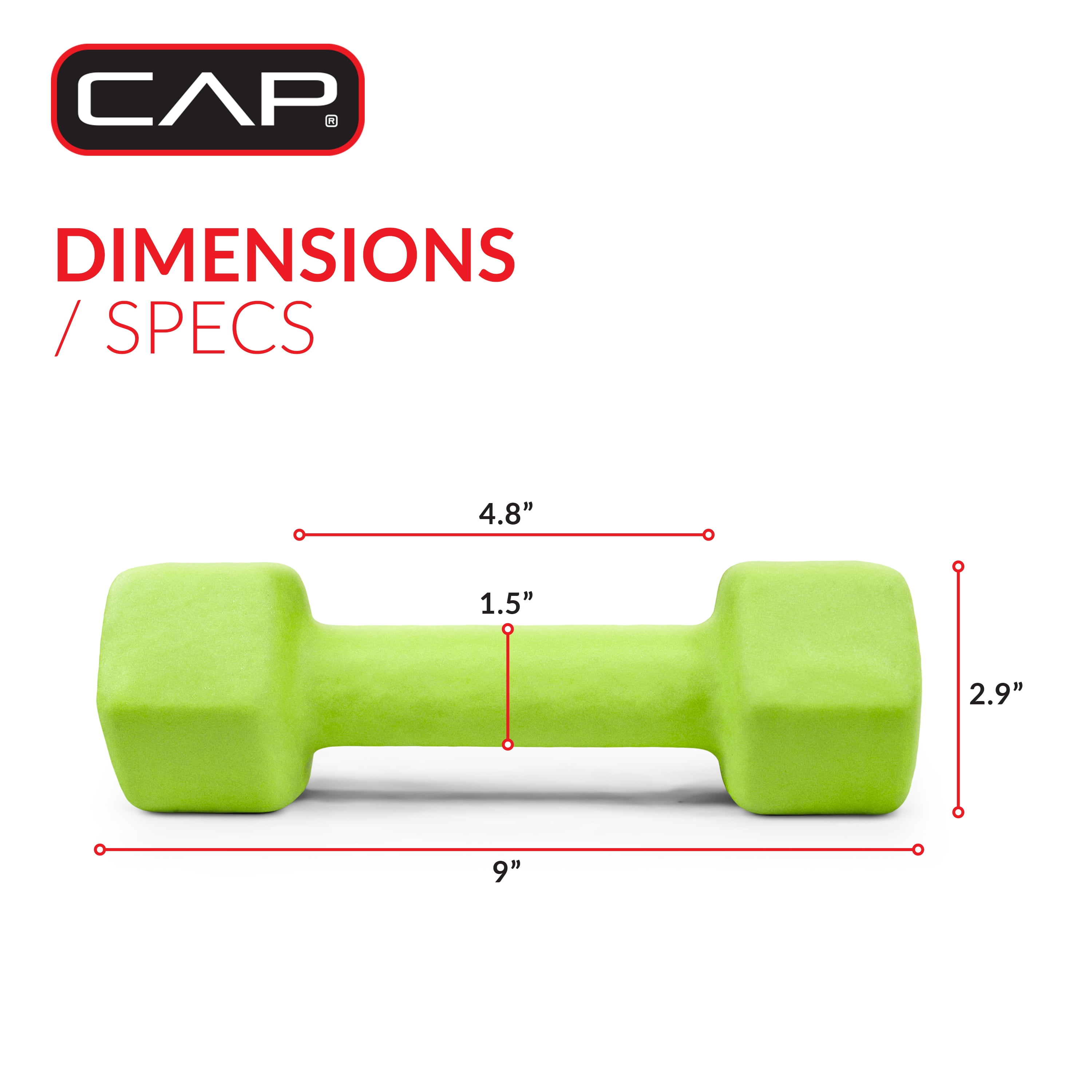 CAP, 8lb Neoprene Dumbbell, Green, Single