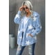 thumbnail image 2 of ABPHQTO Abrigo difuso de estrellas dispersas con cuello de solapa azul cielo para mujer, 2 of 5