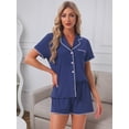 thumbnail image 2 of DARING DIVA Women's Pajama Sets Short Sleeves Comfy Button Up Tops and Shorts L Blue, 2 of 7