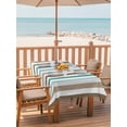 thumbnail image 2 of 60x102 Inch Outdoor Tablecloth with Umbrella Hole Zipper Rectangle Brown Stripe Rectangular Tablecloths Outside Waterproof Ombre Geometric Teal Green Vertical Striped Patio Table Cover for Picnic, 2 of 8