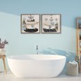 thumbnail image 2 of Stupell Industries Blue Relaxation Bathroom 2 Piece Brown Framed Floater Canvas Set, design by Janet Tava, 18 x 18, 2 of 9