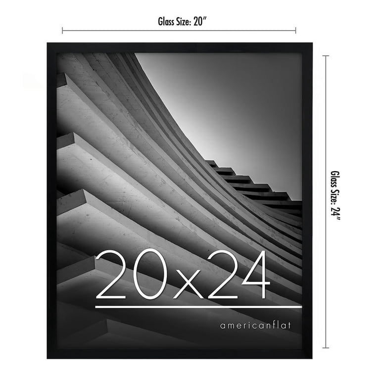 24x30-20x24 Modern Black Frame, with White Mat