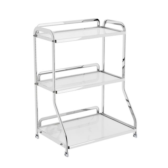 Organizador de encimera de baño, organizador de maquillaje, soporte multiusos, bandeja de Perfume, exhibición de cosméticos para maquillaje, cocina y 3 capas blanco