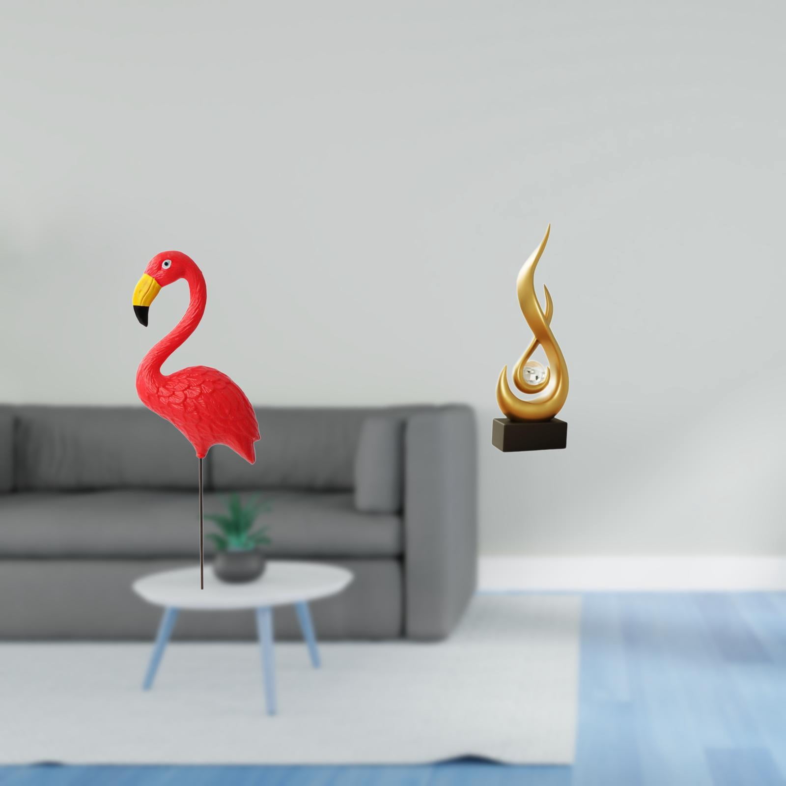 Miulika Flamingo Fairy Garden Sculpture Ornament Abstract Fire Figurine Resin Art Yard Stake Modern Keepsake for Holiday Spring Living Room Indoor Cabinet