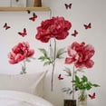 thumbnail image 2 of Runtoo Grands Autocollants Muraux Fleurs Rouges Papillon Aquarelle Floral pour Chambre Salon Garderie Bureau Décoration Maison, 2 of 4
