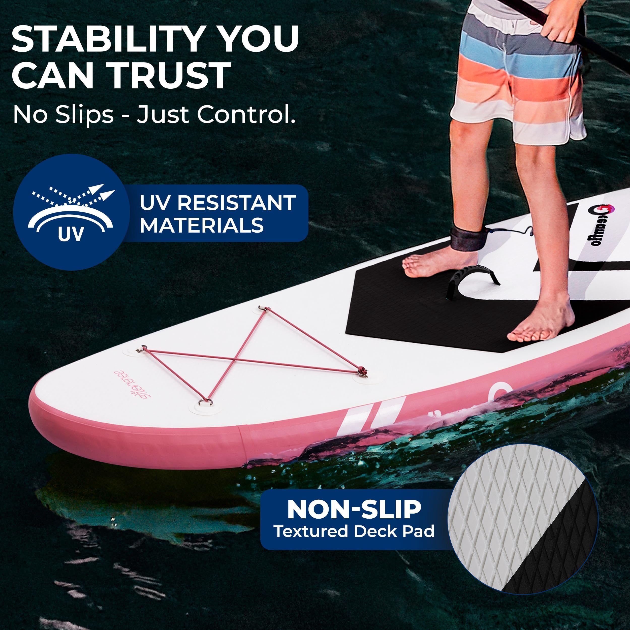 Free-Flow Welded Inflatable Kids Stand-Up Paddle-Board with Single-Action Hand Pump, 3-Shaft Aluminum Paddle