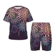 thumbnail image 1 of Fotbe Fireworks2 Pijama Estampada de 2 Piezas para Niños – Ropa de Dormir de Manga Corta Cómoda para Niños y Niñas, Camiseta y Shorts de Algodón-Medium, 1 of 6