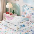 thumbnail image 5 of Erosebridal Watercolor Snowflake Zipper Queen Comforter Set with Fitted Sheet and 2 Pillowcases,Blue Pink Winter Art Zipper Bedding Set,Colorful Stars Reversible,4 Pieces, 5 of 7