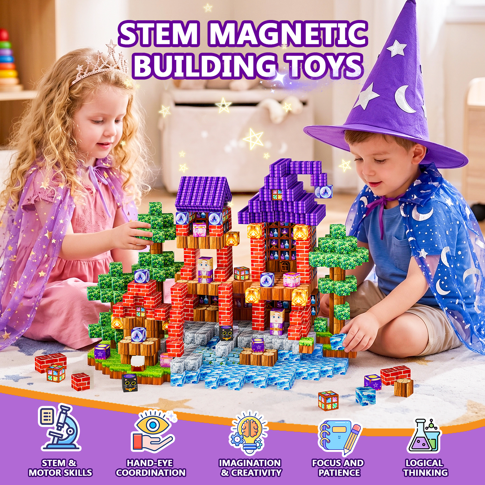 HXFOU 150-Piece Magic Forest Magnetic Building Blocks photo 5