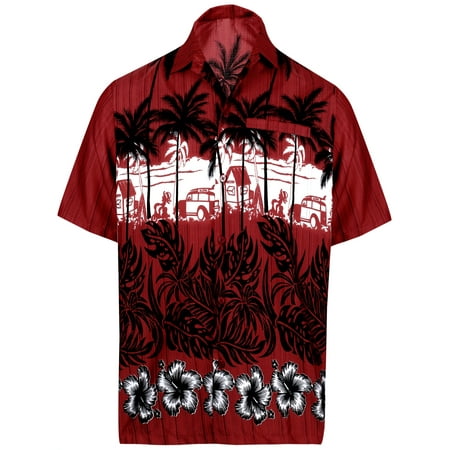 - Hawaiian Shirt Mens Beach Aloha Camp Party Holiday Short Sleeve Pocket Palm Tree Print G