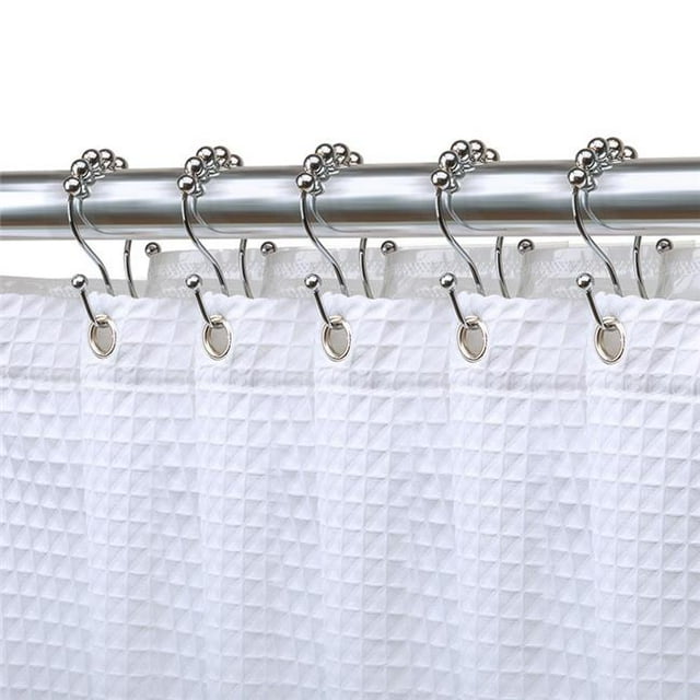 Utopia Alley HK16SS Rust Resistant Double Roller Ball Shower Curtain Rings for Bathroom, Chrome - Set of 12