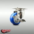 thumbnail image 2 of 3.5 Inch 316SS Blue Polyurethane Wheel Swivel Top Plate Caster with Brake SCC, 2 of 2