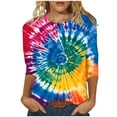 thumbnail image 2 of WJHWSX 3/4 Length Sleeve Womens Tops,Going Out Tops for Women,Comfort Fit,Crew Neck,Printed,Multicolor,4XL, 2 of 5