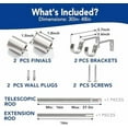 thumbnail image 4 of Telescoping Curtain Rod 30-48 Inch Long, Heavy‑Duty Metal Rod with 1 Inch Diameter, Brushed Nickel Finish & Finials, Easy Install, Hardware Included, Fits for Grommet Back Tab Curtains, 4 of 7
