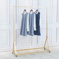 thumbnail image 2 of FURVOKIA Modern Simple Heavy Duty Metal Rolling Garment Rack with Wheel,Retail Display Clothing Rack, Single Rod Floor-Standing Hangers Clothes Shelves (Gold Square Tube A, 47.2 L), 2 of 4