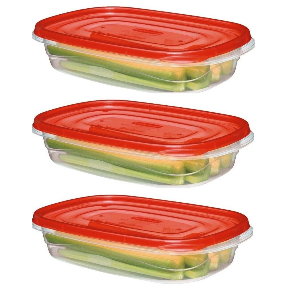 Rubbermaid TakeAlongs Rectangle Food Storage Containers, 4 Cup (Pack of 3)