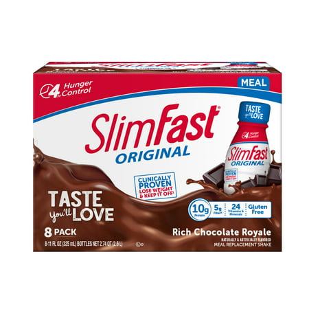 SlimFast Original Meal Replacement Shakes, Rich Chocolate Royale, 11 Fl Oz, 8
