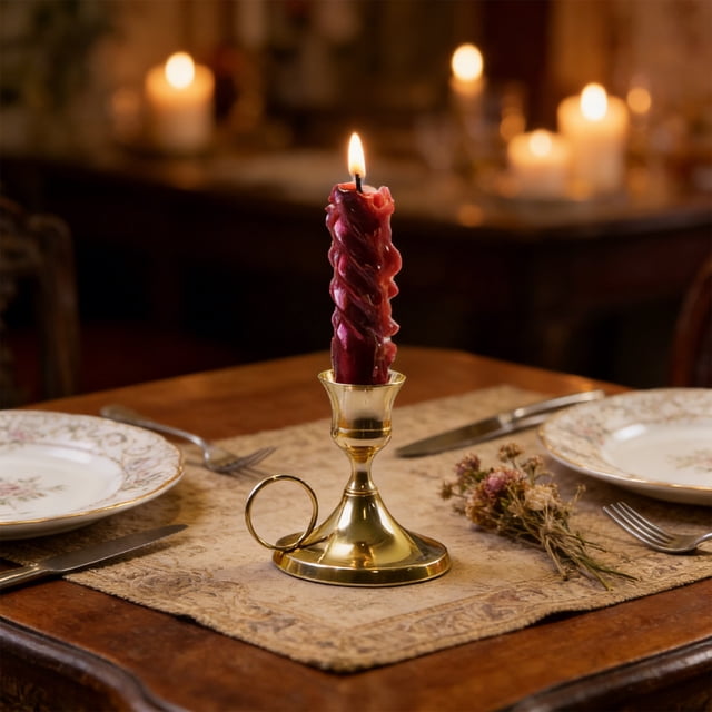 Small Handheld Metal Candleholder for Home Decor and Table Centerpiece