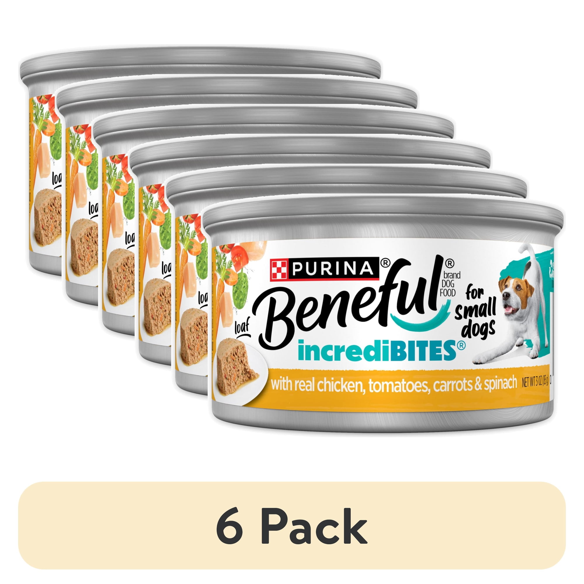 (6 pack) Purina Beneful Small Breed Wet Dog Food, IncrediBites Loaf With Real Chicken Recipe, 3 oz.