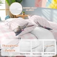thumbnail image 4 of Easter Rabbit Twin Size Comforter Set, Grey Rabbit Biting A Pink Tulip Floral Pink Plaid Bedding for All Seasons, 4 Pcs Bed Set, 1 Quiltcover (68"x86") ,1Sheet(67"x116"), 2Pillowcases (30"x20"), 4 of 9