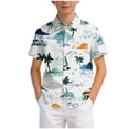 thumbnail image 5 of YDFCWXW Boys Hawaiian Shirt Short Sleeve Casual Button Down Beach Shirt Kids Summer Hawaii Shirts 4-15 Years (Light Green, 4-5 Years), 5 of 7