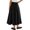 thumbnail image 3 of High Elastic Waist Women Solid Color Long Swing Skirt with Pocket, 3 of 6