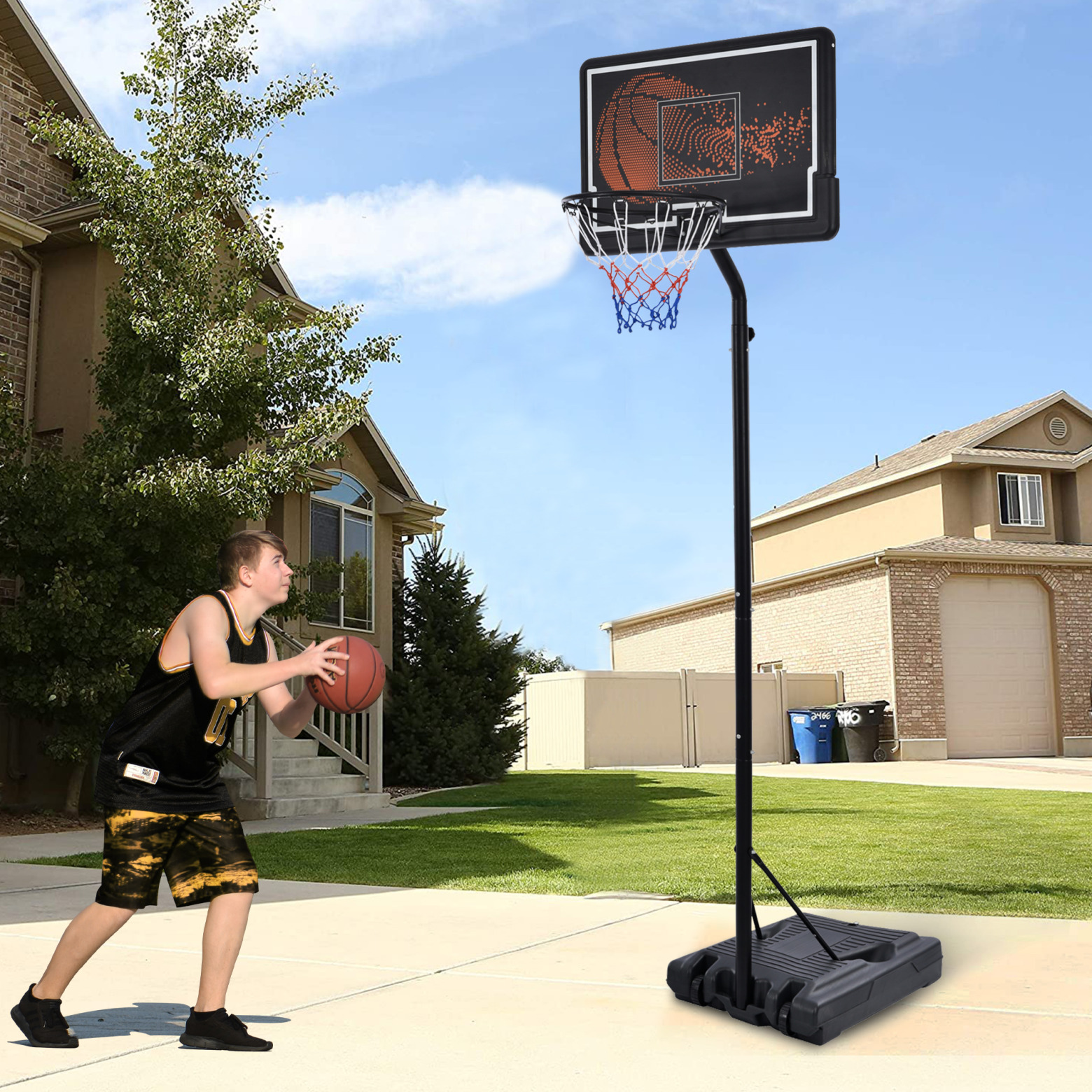 Portable Basketball Hoop and Goal System, Outdoor Metal Frame