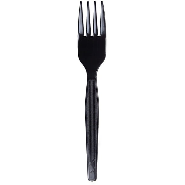 Dixie MediumWeight Disposable Plastic Forks by GP Pro, Black, 1000