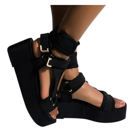 

Wedges for Women Summer Open Toe Platform Sandals Thick Sole Sandal Stylish Ankle Strap Shoes
