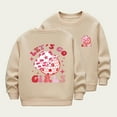 thumbnail image 2 of SERTG Big Girls Fleece Lined Print Sweatshirt Long Sleeve Crew Neck Fall Winter Playful Snug Fitted Top for Kids 2-12 Years(Khaki,9-10 Years), 2 of 5