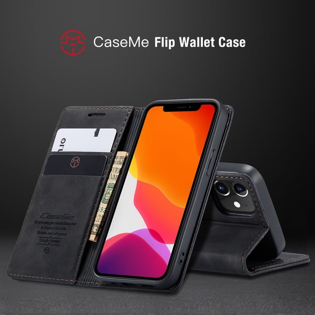 EGNMCR Phone Case Suitable For 12 MINI Leather Phone Case With Storage Compartmen Wind up