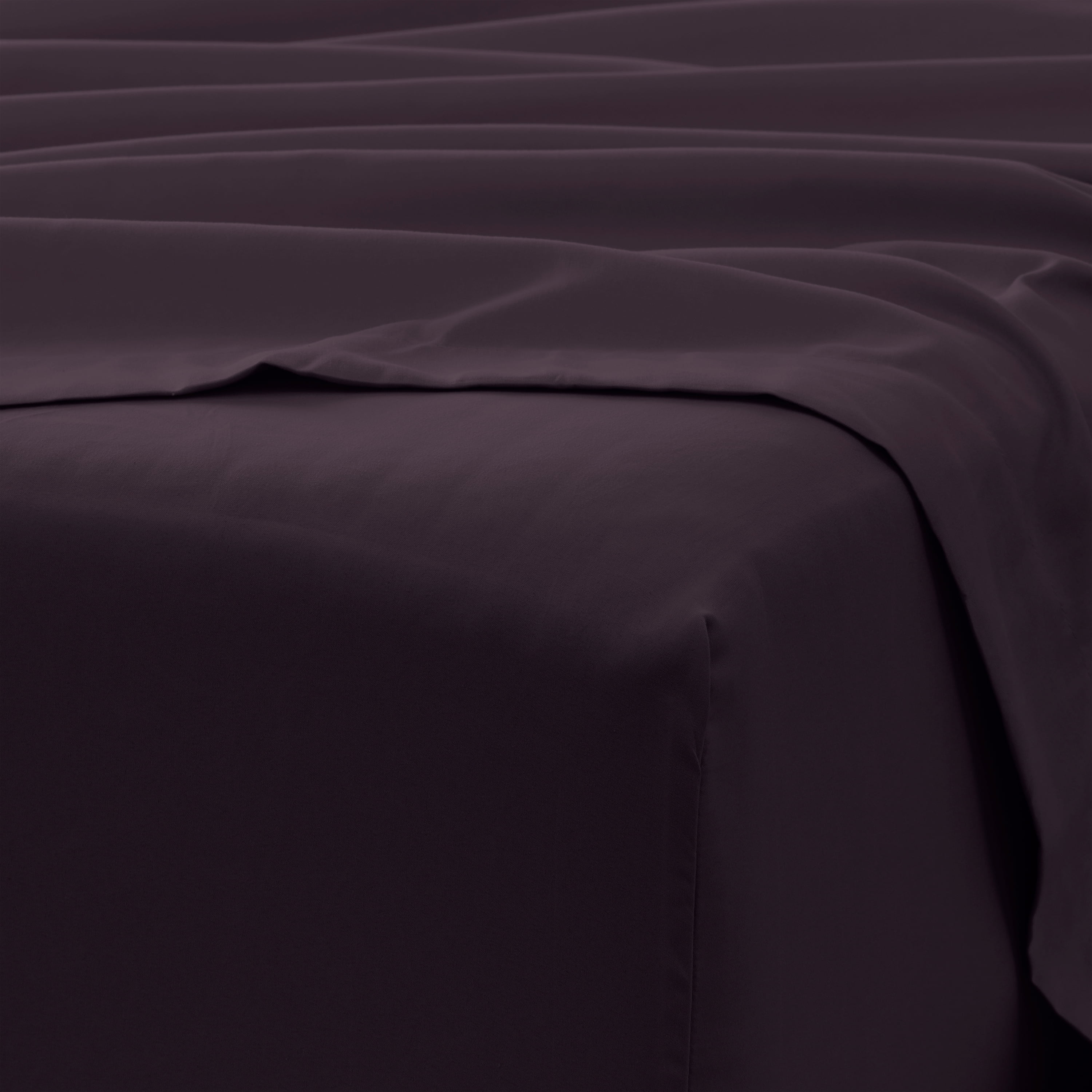 Noble Linens 4 Piece Solid Microfiber Bed Sheet Set, Purple, Twin