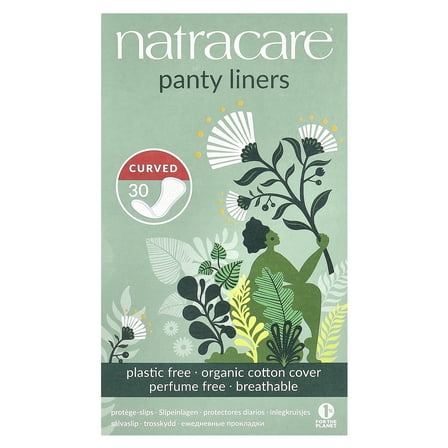 Natracare Organic and Natural Curved Panty Liners, Unscented, 30 Ct