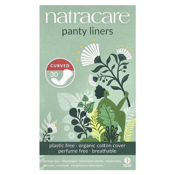 Natracare Organic and Natural Curved Panty Liners, Unscented, 30 Ct
