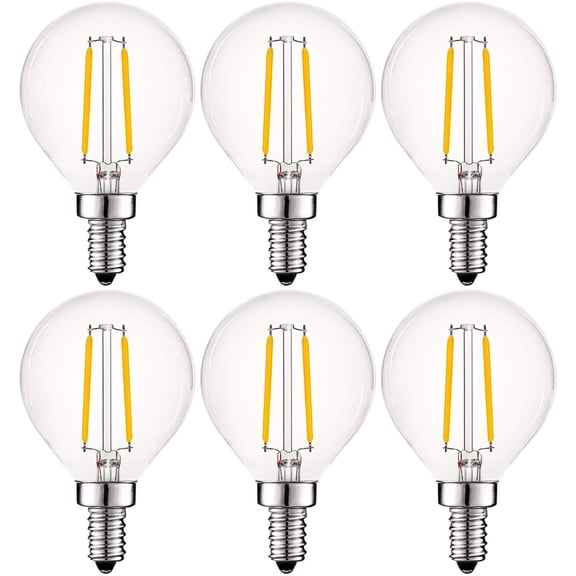 Luxrite 4W Vintage G16.5 LED Globe Light Bulbs Dimmable, 400 Lumens, 40W Equivalent, Clear Glass, E12 Base (6 Pack) 3000K (Soft White)