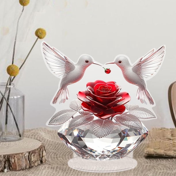 Decoración de mesa acrílica 2D 2D Valentín Día de regalo Desk Decoración para el hogar Rose de rosa acrílico para de primavera de fiesta