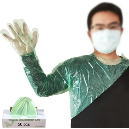 HDGSKBUA 50pcs Disposable Veterinary Gloves Artificial Insemination Gloves Full Arm Vet Gloves Cow Palpation Sleeve Vet Surgical Gloves Field Dressing Gloves for VeterinarianA8676