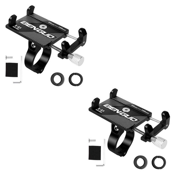 Toystoory Soporte Universal ajustable para teléfono de bicicleta de aleación de aluminio, soporte para manillar, Clip antideslizante para teléfono Negro 2piezas Toystoory CBP126766