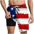 thumbnail image 2 of cllios Mens Swim Trunks with Compression Liner Quick Dry 4th of July Board Shorts Distressed Red White and Blue Bathing Suits Elastic Waist Drawstring Holiday Shorts, 2 of 6