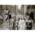 thumbnail image 2 of Tissot, James 24x18 Black Ornate Wood Framed with Double Matting Museum Art Print Titled - Disciples Admire The Buildings of The Temple, 2 of 4