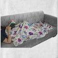 thumbnail image 5 of Feminine Soft Flannel Fleece Throw Blanket, Pattern with Funny Doodle Elements Bowtie Ladybird Diamond and Kitty, Cozy Plush for Indoor and Outdoor Use, 60" x 80", Fuchsia and Blue, by Ambesonne, 5 of 5