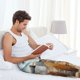 thumbnail image 5 of Fotbe Relaxing Cat With Orange Juice Pantalones de Pijama para Hombre, Pantalones de Dormir, Pantalones de Casa con Cintura Ajustable y Bolsillos-Small, 5 of 6