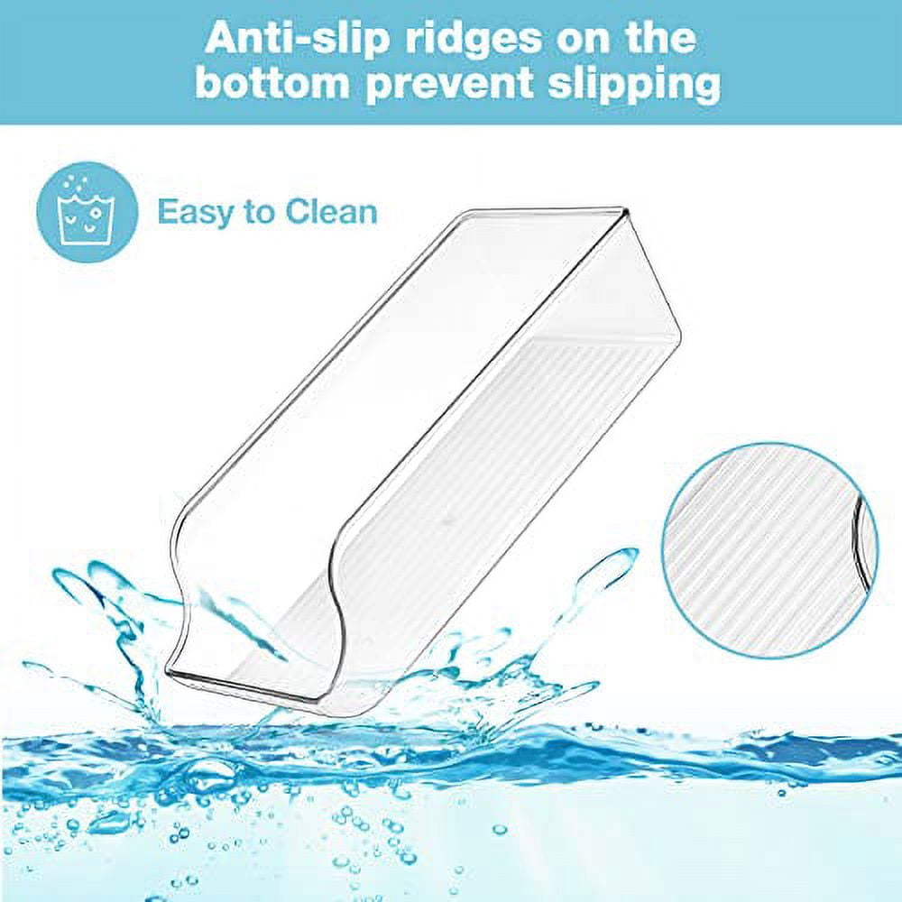 Puricon 2 Pack Can Drink Dispenser Organizer for Refrigerator, Clear Plastic Soda Pop Can Holder Container Storage Bin for Fridge Freezer Pantry Cabinet Kitchen -for Standard Can