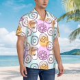 thumbnail image 3 of Fotbe Donuts and Coffee Camisa Hawaiana para Hombre Unisex – Camisa Casual de Verano con Botones de Manga Corta de Algodón y Lino,Small, 3 of 7