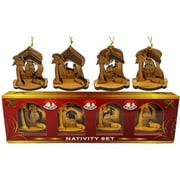 Holy Land 4 Ornament Olive Wood Nativity Set in Box