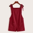 thumbnail image 2 of REORIAFEE Women's Fashion Overalls Square Collar Sleeveless Romper Solid Color Suspenders Dress Romper for Women Cotton Linen Double Pocket Bib Jumpsuit Loose Suspender Jumpsuit Wine XL, 2 of 6