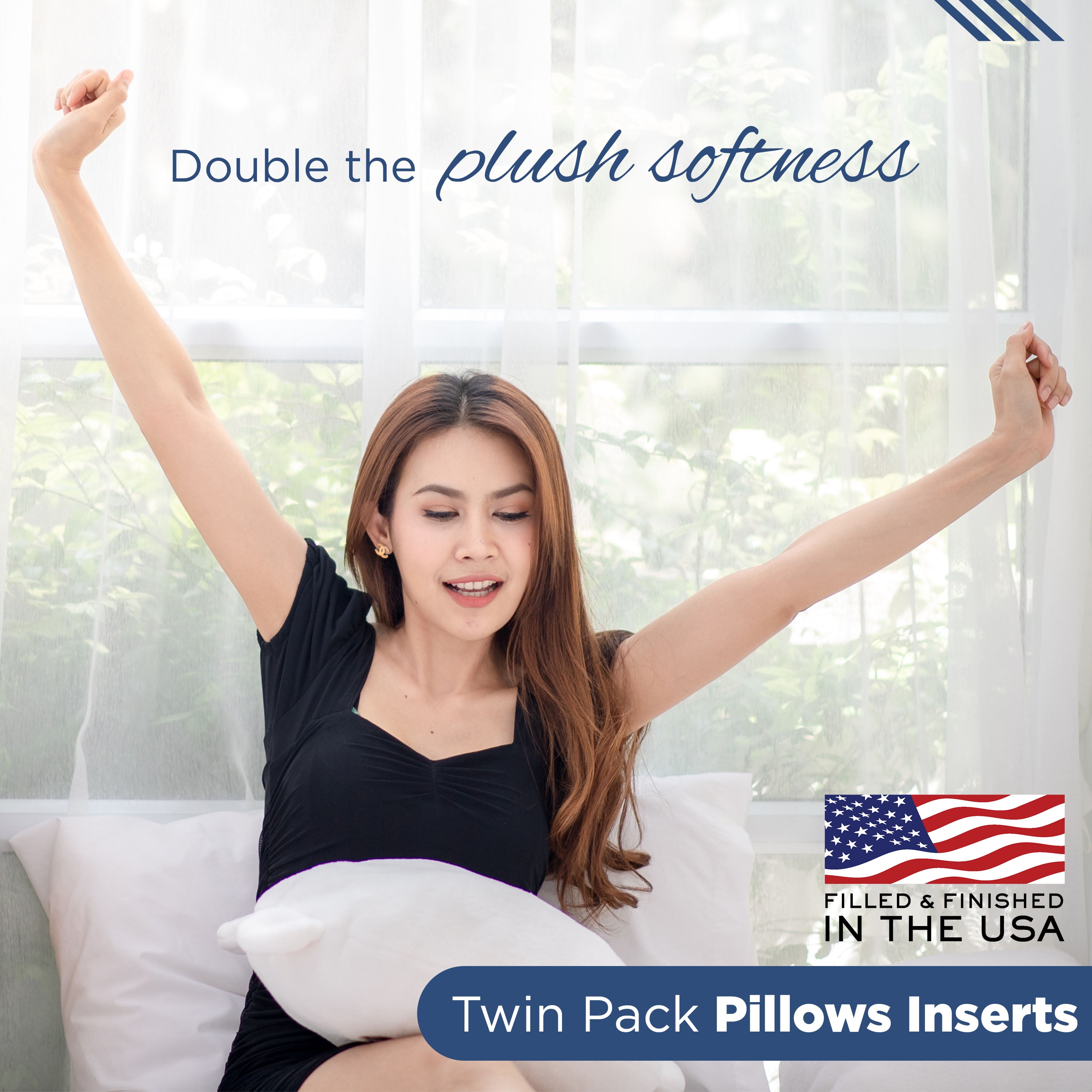Martex 2-Pack Decorative White Pillow Inserts 18x18 – Soft & Supportive